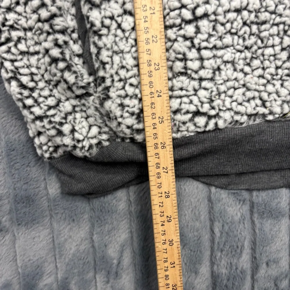 Express Mens Faux Fur Sherpa Quarter Zip Pullover Fleece Grey White M RN55285